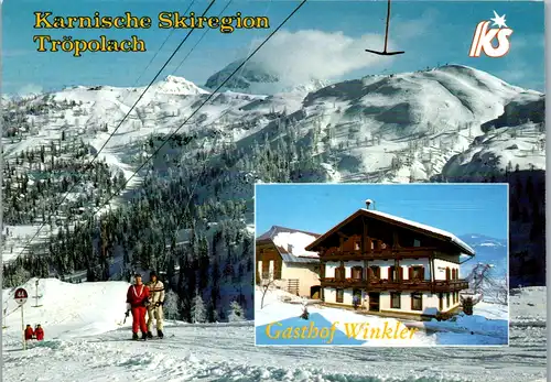 7457 - Kärnten - Tröpolach , Gasthof Winkler , Karnische Skiregion , Schlepplift - gelaufen 1995