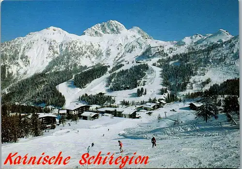 7459 - Kärnten - Karnische Skiregion , Sonnenalpe Naßfeld mit Gartnerkofel , Winter - gelaufen 1989