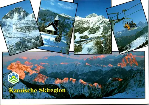 7471 - Kärnten - Karnische Skiregion , Sonnenalpe , Naßfeld mit Gartnerkofel , Trogkofel , Winter - gelaufen