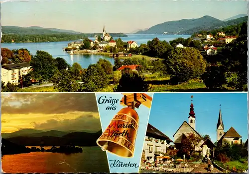 7488 - Kärnten - Maria Wörth am Wörthersee , Wallfahrtskirche , Mehrbildkarte - gelaufen 1968