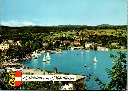7495 - Kärnten - Velden am Wörthersee , Bucht mit Bädern und Schiffsanlegestelle - gelaufen