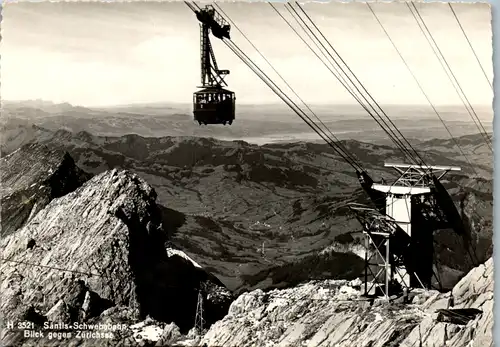 7524 - Schweiz - Säntis Schwebebahn , Blick gegen Zürichsee , Gondel , Seilbahn - nicht gelaufen