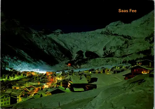 7532 - Schweiz - Saas Fee , Allalinhorn und Alphubel , Winternacht - gelaufen 1994