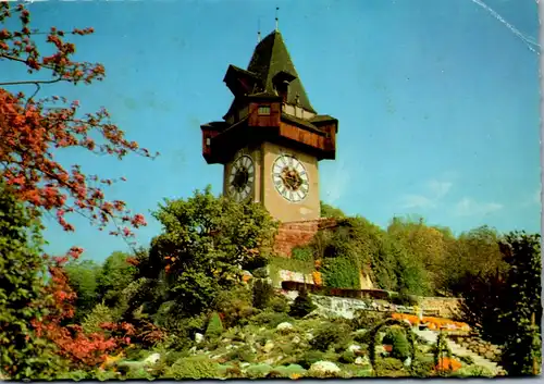 7550 - Steiermark - Graz , Uhrturm mit Schloßberg - gelaufen 1971