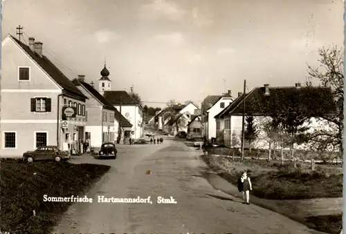 7574 - Steiermark - Hartmannsdorf , Straßenpartie , Tankstelle - gelaufen 1963