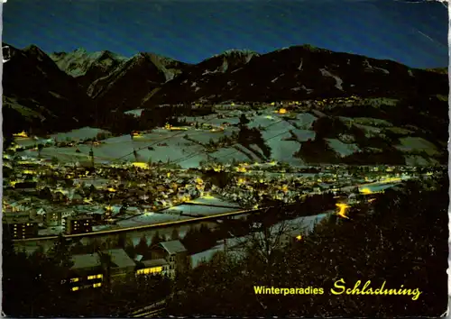 7582 - Steiermark - Schladming , Rohrmoos bei Nacht , Schladminger Tauern , Hochwurzenhütte - gelaufen 1982