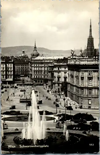 7600 - Wien - Schwarzenbergplatz , Springbrunnen , Brunnen - gelaufen 1961