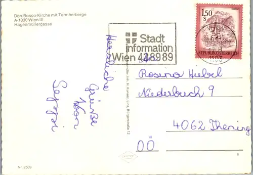 7602 - Wien - Don Bosco Kirche mit Turmherberge , Hagemüllergasse - gelaufen 1978