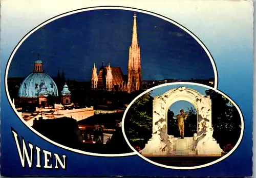 7606 - Wien - Johann Strauß Denkmal bei Nacht  - gelaufen 1976