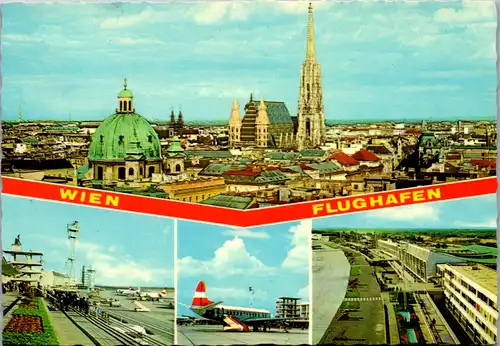 7610 - Wien - Flughafen Wien Schwechat , Mehrbildkarte - gelaufen 1977