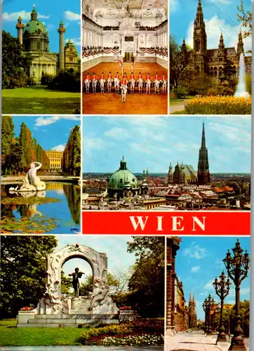 7611 - Wien - Karlskirche , Spanische Hofreitschule , Votivkirche , Mehrbildkarte - gelaufen 1987