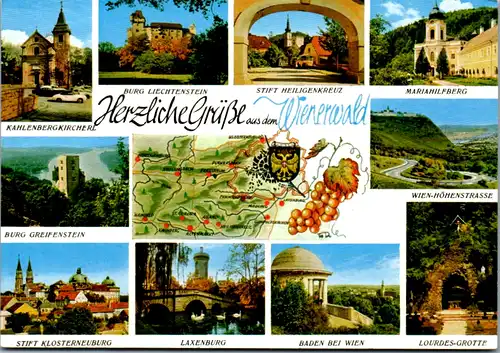 7612 - Wien - Wienerwald , Burg Greifenstein , Laxenburg , Burg Lichtenstein , Mehrbildkarte - nicht gelaufen