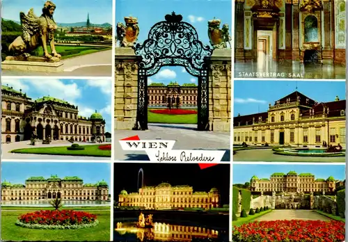 7617 - Wien - Schloß Belvedere , Staatsvertrag Saal , Mehrbildkarte - gelaufen 1969