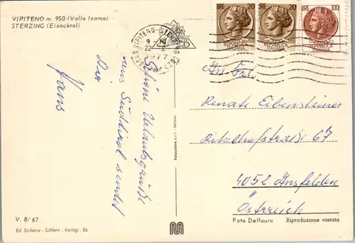 7629 - Italien - Vipiteno , Sterzing , Valle Isarco , Eisacktal - gelaufen 1977