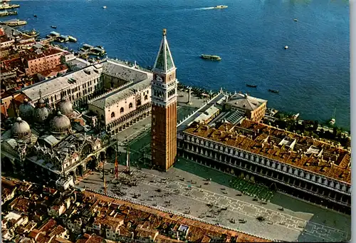 7680 - Italien - Venezia , Piazza S. Marco dall' aereo , Markusplatz - gelaufen