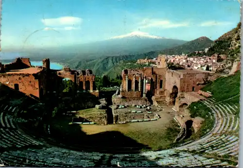 7682 - Italien - Taormina , Teatro Greco , Grichisches Theater - gelaufen 1962
