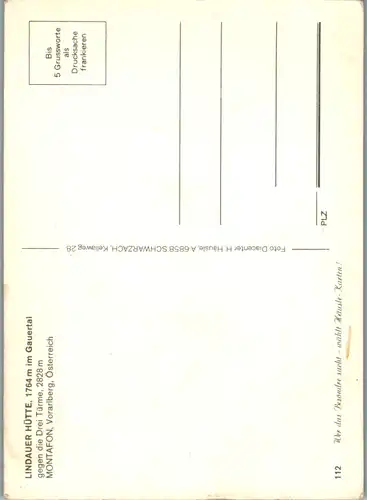 7743 - Vorarlberg - Lindauer Hütte im Gauertal gegen die Drei Türme , Montafon - gelaufen