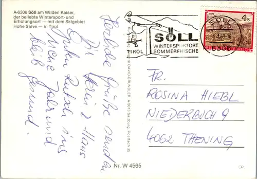 7754 - Tirol - Söll am Wilden Kaiser , Hoch Söll , Hohe Salve , Mehrbildkarte - gelaufen 1989