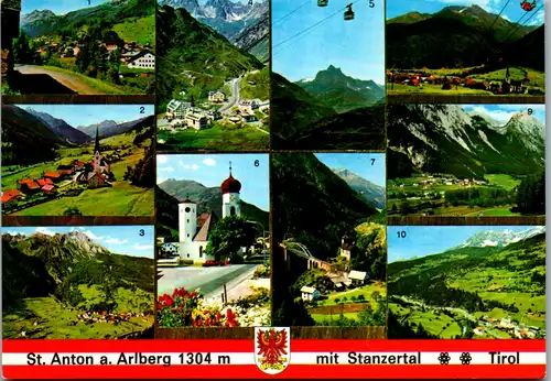 7782 - Tirol - St. Anton am Arlberg mit Stanzertal , Flirsch , Vallugabahn , Trisannabrücke , Schnann , Mehrbildkarte - nicht gelaufen