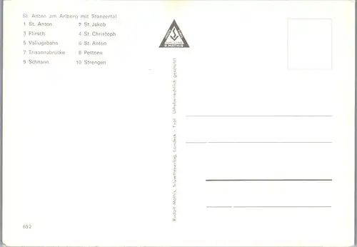 7782 - Tirol - St. Anton am Arlberg mit Stanzertal , Flirsch , Vallugabahn , Trisannabrücke , Schnann , Mehrbildkarte - nicht gelaufen