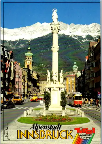 7787 - Tirol - Innsbruck , Maria Theresien Straße mit Annasäule - nicht gelaufen