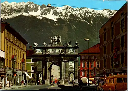 7794 - Tirol - Innsbruck , Triumphpforte gegen Nordkette - gelaufen