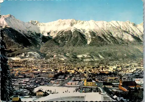 7796 - Tirol - Innsbruck , Blick vom Bergisel Stadion , Nordkette - gelaufen 1967