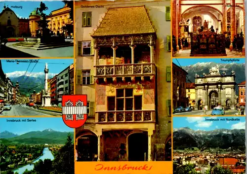7805 - Tirol - Innsbruck , Goldenes Dachl , Hofburg , Serles , Triumphpforte , Mehrbildkarte - gelaufen 1982