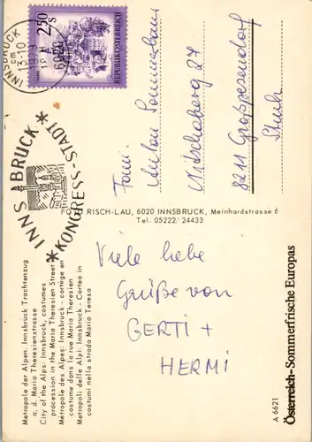 7810 - Tirol - Innsbruck , Trachtenzug an der Maria Theresien Straße - gelaufen 1979
