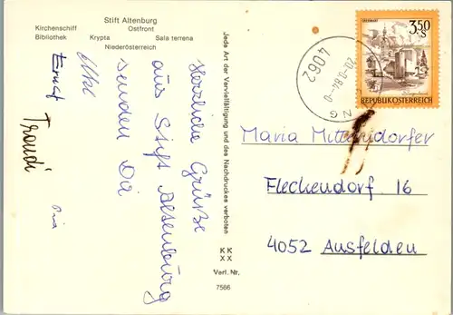 7835 - Niederösterreich - Stift Altenburg , Bibliothek , Krypta , Sala terrena , Mehrbildkarte - gelaufen 1984