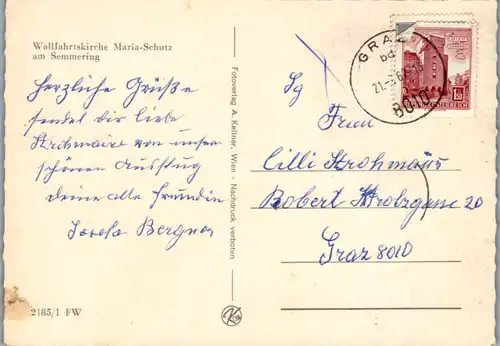 7845 - Niederösterreich - Maria Schutz , Wallfahrtskirche am Semmering - gelaufen 1967