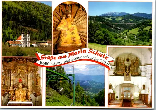 7848 - Niederösterreich - Maria Schutz am Semmering , Wallfahrtskirche , Sesselbahn Sonnwendstein , Schottwien mit Kreuzberg , Mehrbildkarte - nicht gelaufen