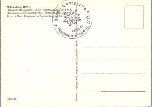 7868 - Niederösterreich - Schneeberg , Haltestelle Baumgarten , Klosterwappen , Bahnstation , Krumme Ries , Hochschneeberg - nicht gelaufen