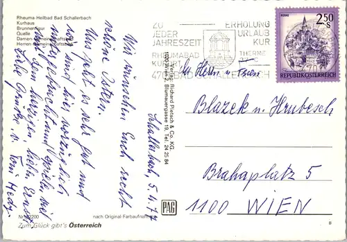 7984 - Oberösterreich - Bad Schallerbach , Rheuma Heilbad , Brunnenfigur , Quelle , Mehrbildkarte - gelaufen 1977