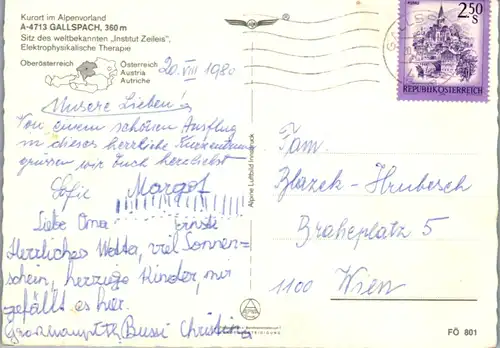 7985 - Oberösterreich - Gallspach , Kurort , Institut Zeileis , Mehrbildkarte - gelaufen 1980