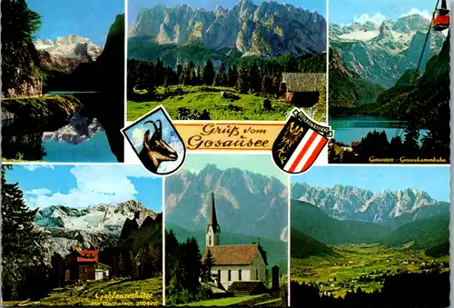 7999 - Oberösterreich - Gosausee , Gosaubachklamm , Gablonzerhütte mit Dachstein , Absender Linzer Kohlenvertrieb - gelaufen