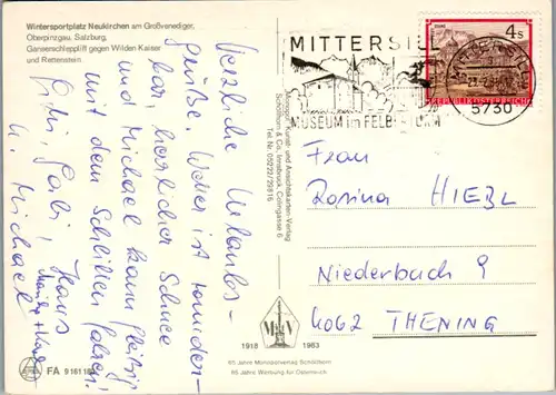 8008 - Salzburg - Neukirchen am Großvenediger , Oberpinzgau , Ganserschlepplift gegen wilden Kaiser und Rettenstein - gelaufen 1983