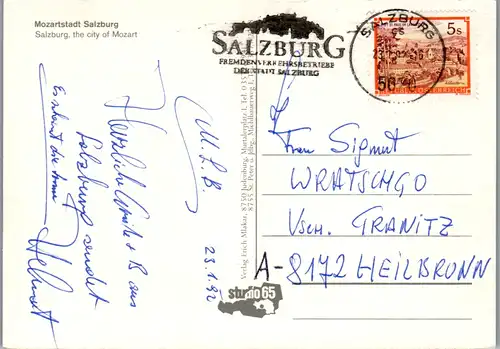 8011 - Salzburg - Salzburg , Mozartstadt , Mehrbildkarte - gelaufen 1992