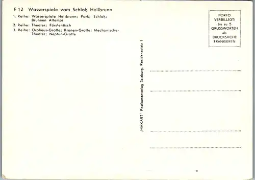 8035 - Salzburg - Salzburg , Schloß Hellbrunn , Wasserspiele , Brunnen Altemps , Fürstentisch , Mehrbildkarte - nicht gelaufen