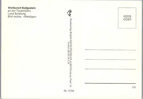8055 - Salzburg - Bad Gastein an der Tauernbahn , Wetzlgut , Kreuzkogel , Radhausberg - nicht gelaufen