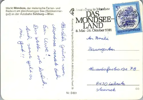 8057 - Oberösterreich - Mondsee , Straßen Partie , Salzkammergut - gelaufen 1981