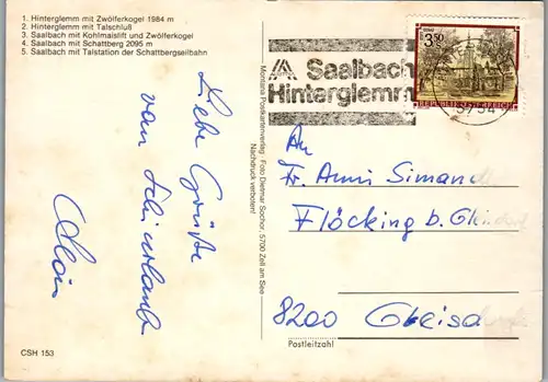 8064 - Salzburg - Saalbach Hinterglemm , Zwölferkogel , Talschluß , Kohlmaislift , Schattberg , Sessellift , Mehrbildkarte - gelaufen