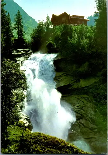 8072 - Salzburg - Krimmler Wasserfälle mit Alpengasthof Schönangerl , Wasserfall - nicht gelaufen