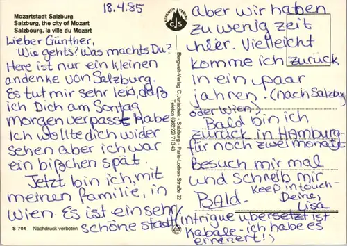 8094 - Salzburg - Salzburg , Mozartstadt , Mehrbildkarte - gelaufen 1985