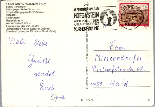 8100 - Salzburg - Bad Hofgastein , Hohe Tauern , Schloßalm , Weitmoserschlößl , Mehrbildkarte - gelaufen 1986