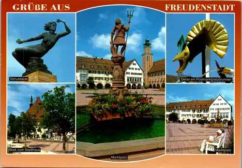 8117 - Deutschland - Freudenstadt im Schwarzwald , Venussäule , Marktplatz , Postmarktplatzbrunnen , Mehrbildkarte - gelaufen 2008