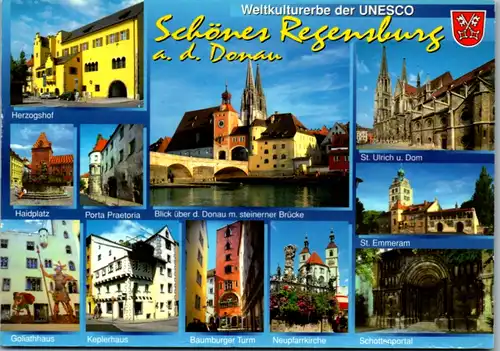 8123 - Deutschland - Regensburg an der Donau , Keplerhaus , Goliathhaus , Herzogshof , Mehrbildkarte - nicht gelaufen