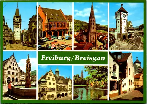 8147 - Deutschland - Freiburg im Breisgau , Martinstor , Kaufhaus , Schwabentor , Kornhaus mit Fischbrunnen , Insel  - nicht gelaufen