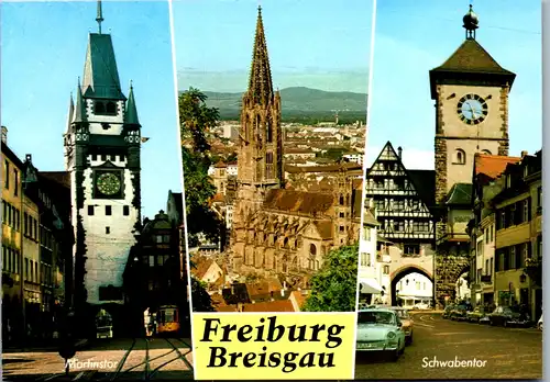 8148 - Deutschland - Freiburg im Breisgau , Martinstor , Schwabentor , Mehrbildkarte - nicht gelaufen