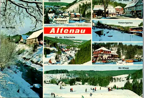 8151 - Deutschland - Altenau , Oberharz , Ortsansicht , an der Silberhütte , Am Markt , Mehrbildkarte - gelaufen 1982